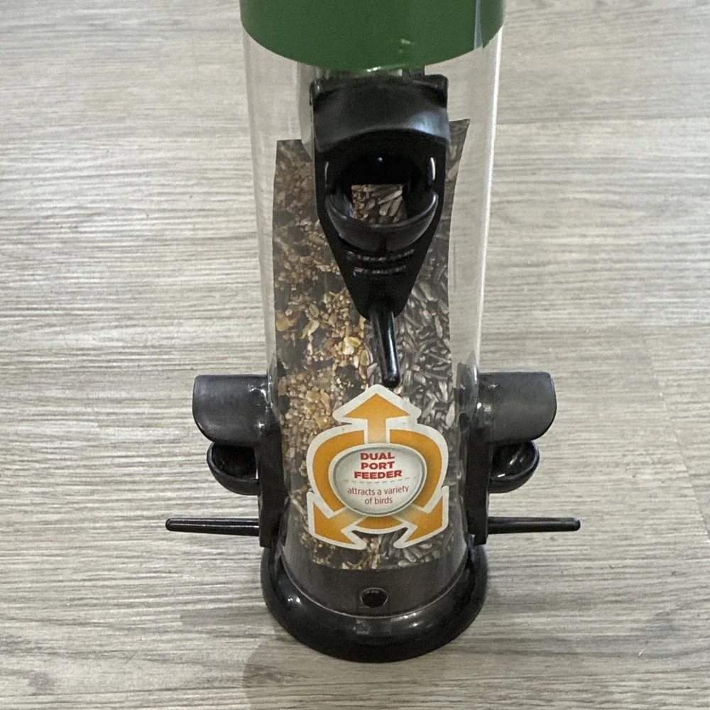 Garden Treasures Plastic 4 Port Seed Tube Feeder, Black, 1.5 Lb Capacity
